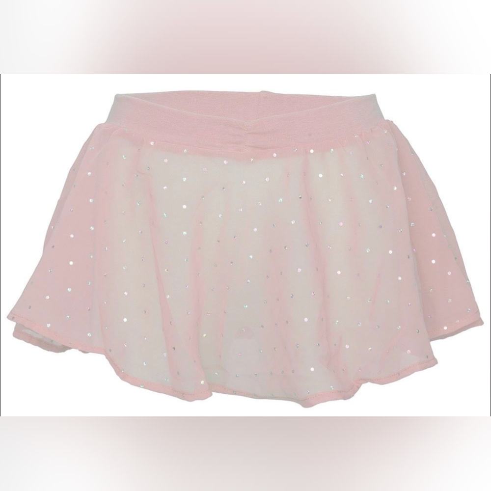 Bloch Pink Mini Ballet Dance Performance Skirt with Sparkle Accents 6X-7